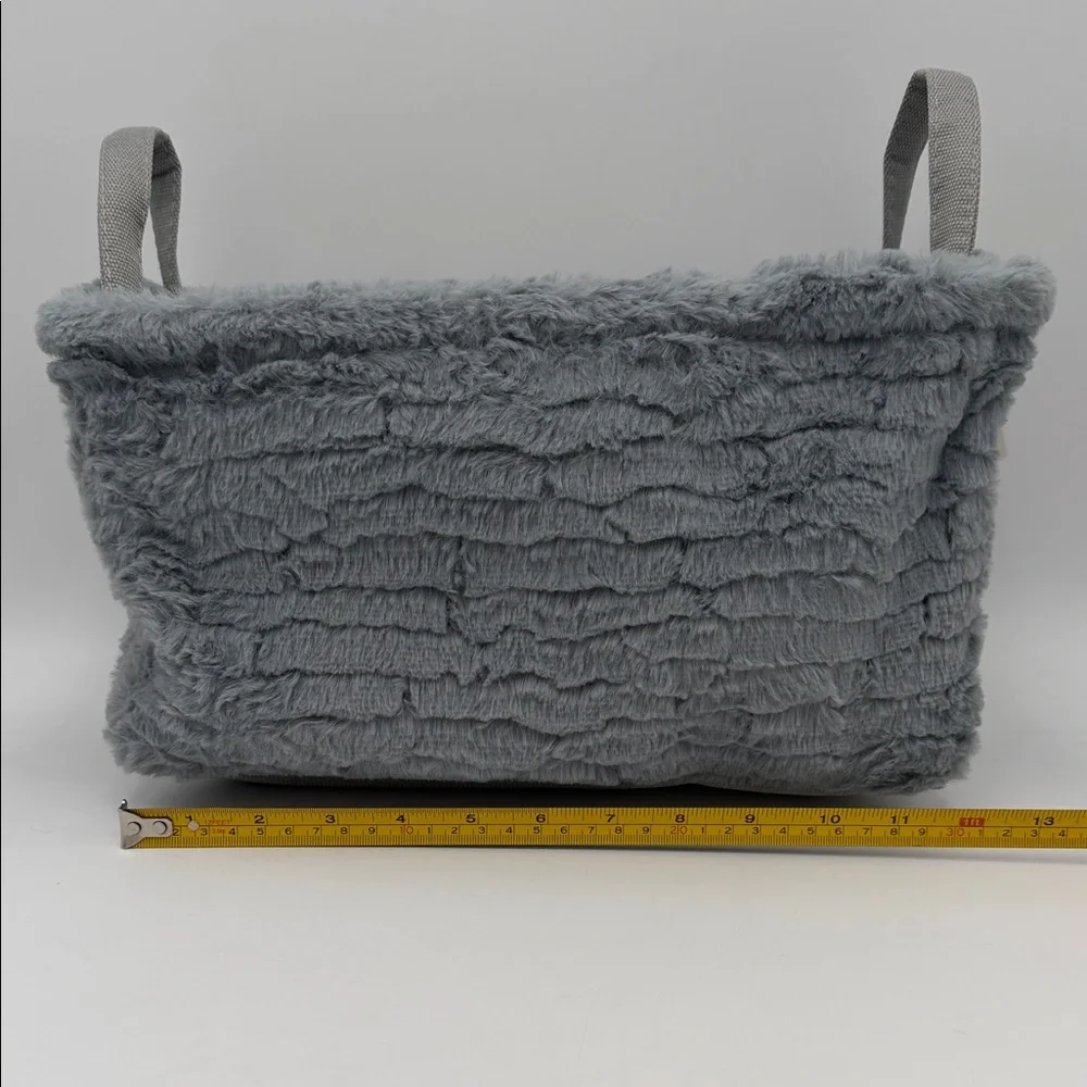 Gray Fuzzy Storage Basket